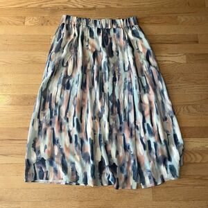 Poetry Silk Maxi Skirt Anthropologie Watercolor Summer Wedding Quiet Luxury